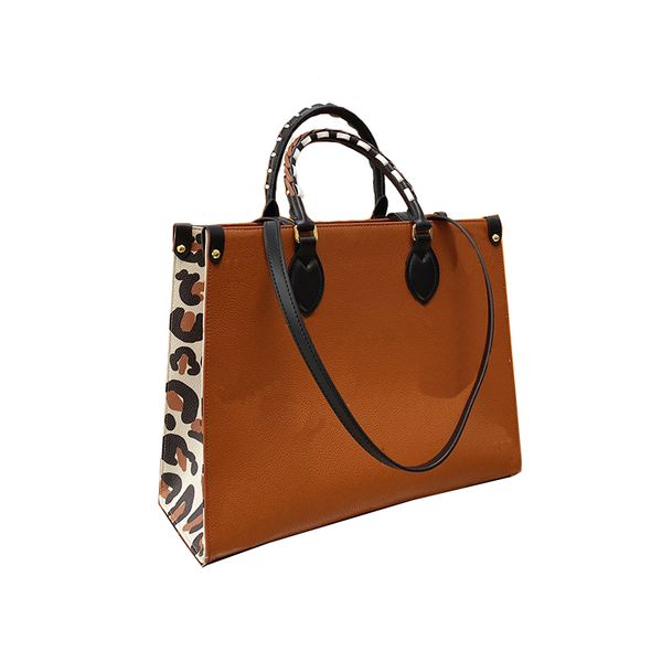 

diagonal portable bag french niche tote new leather women high-quality texture leopard pattern hand-held fashion elling all-match shoulder m