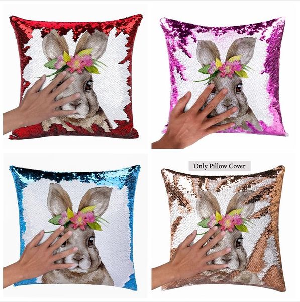 Lantejoulas travesseiro caixa de páscoa pillowase coelho ovo coxim cobertura carro sofá almofada almofada cobre sala de estar decoração de casa cadeira de escritório lance pilluchases bc7977