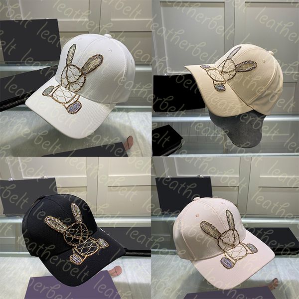 

cute rabbit pattern ball cap full drill baseball caps embroidery letter peaked cap women men casual sport hat, Blue;gray