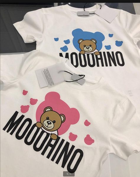 

0-10t baby embroidered bear t-shirt summer children cotton short-sleeved tees 2022 new trendy brand ins kids clothing baby cotton t shirt, Blue