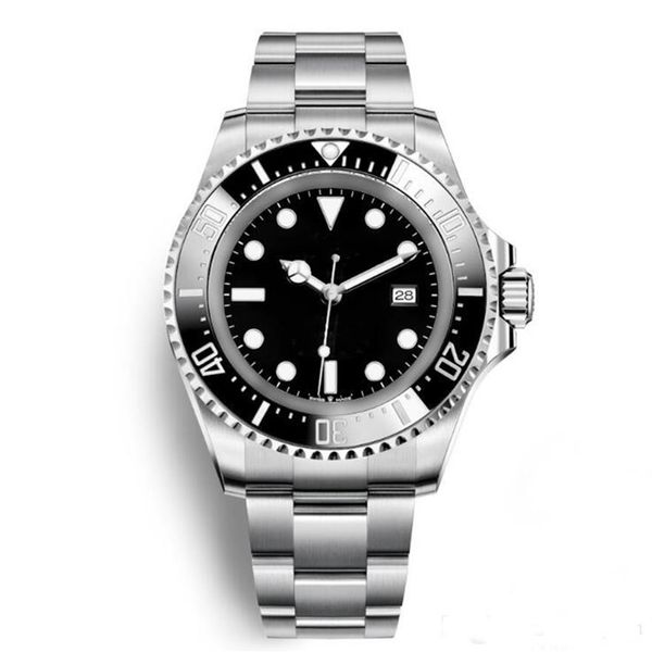 

r series 44mm automatic date mens watches deep black dial ceramic bezel luminous hands stainless steel bracklet wristwatches309i, Slivery;brown