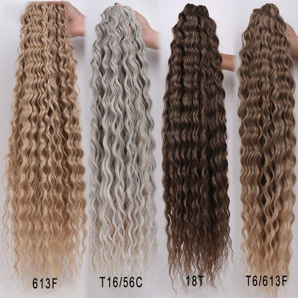Extens￣o de cabelo de onda profunda Twist Long Crochet Hair Hair Bails para mulheres Cosplay di￡rias