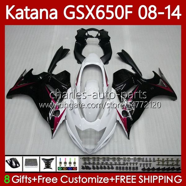 Fairings para Suzuki Katana Branco Preto GSX-650F GSXF650 GSXF-650 GSX650F 2009 2010 2011 2012 2012 2014 2014 Bodywork 120NO.47 GSX 650F GSXF 650 08 09 10 11 12 13 Corpo