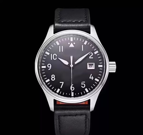 

automatic mechanical men's watch pilot mark xviii iw327004 40mm blue dial brown leather strap mens watches, Slivery;brown