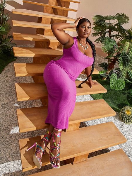 

sxy plus cut out waist bodycon dress e4pv#, Black