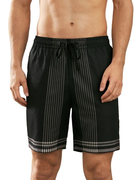 

men striped drawstring waist shorts n1h7#, White;black