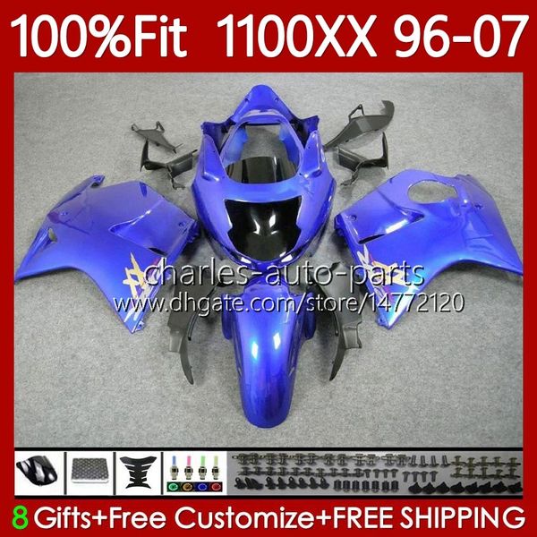 Gloss Blue Injection Mold Fairings para Honda Blackbird CBR1100 CBR 1100xx 1100 xx CC 96-07 114No.83 CBR1100XX 96 97 99 99 00 01 02 03 04 05 07 1500cc 1996 2007