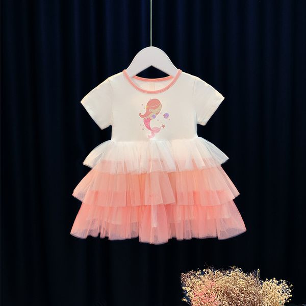 

girls special occasions dress summer 2022 new western style floral skirt cartoon princess skirt girl baby children cake, Blue