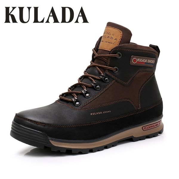 KULADA New Winter Snow Outdoor Activity Sneakers Warm Lace Up High Top Fashion Shoes Uomo Stivali di sicurezza 210315