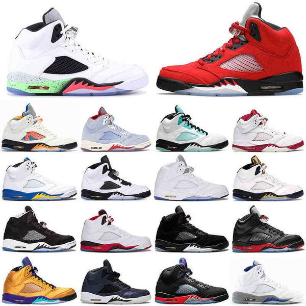 

basketball shoes men 5s 5 fire red laney island green metallic gold mens trainers sneakers size us 7-13, Black