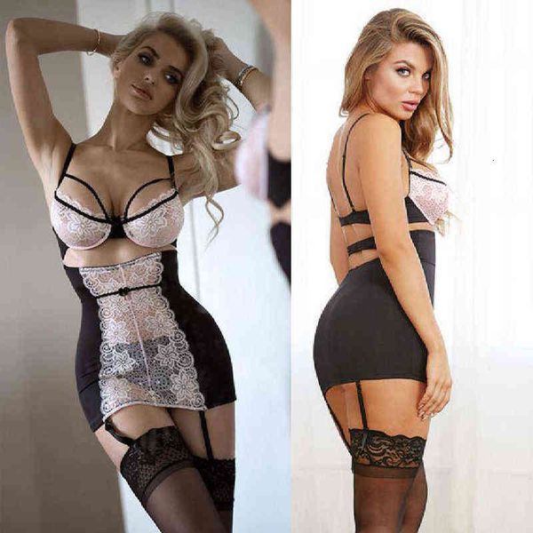 

designer women's swimsuit bikini european and american women's suspender skirt lace jacquard temptation underwear without steel ri, White;black