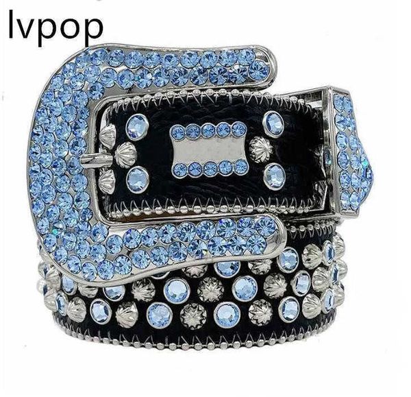 

2022 designer belt bb simon mens belts for women designers shiny diamond belt blue black white red high quality, Black;brown
