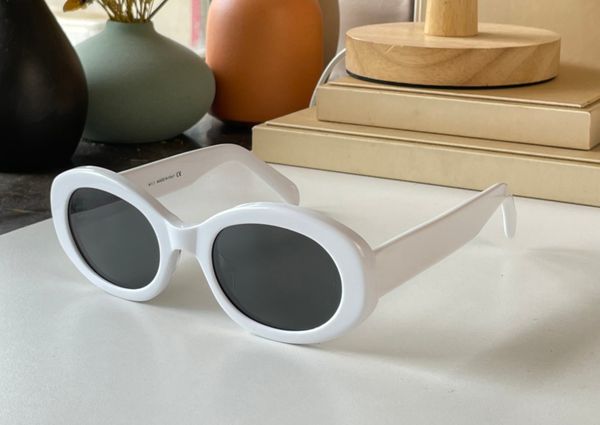

oval sunglasses thick white frame grey lens women summer glasses shades uv400 eyewear, White;black
