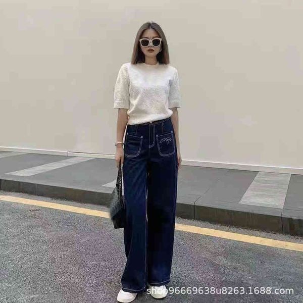 

women's jeans autumn wide straight leg blue pants