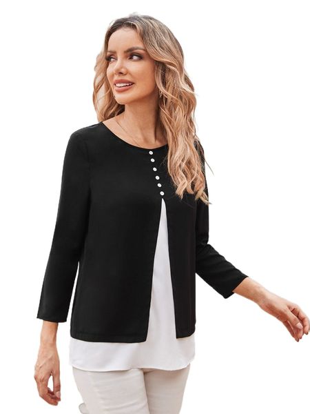 

emery rose two tone button front blouse n5yz#, White