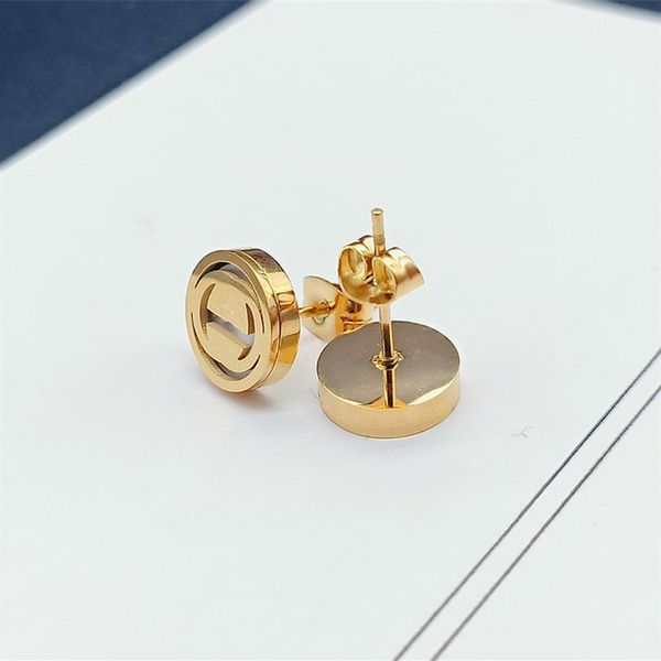 

gold titanium steel small double letter g stud charm fashion light luxury all-match ladies earrings jewelry party gift227f, Golden