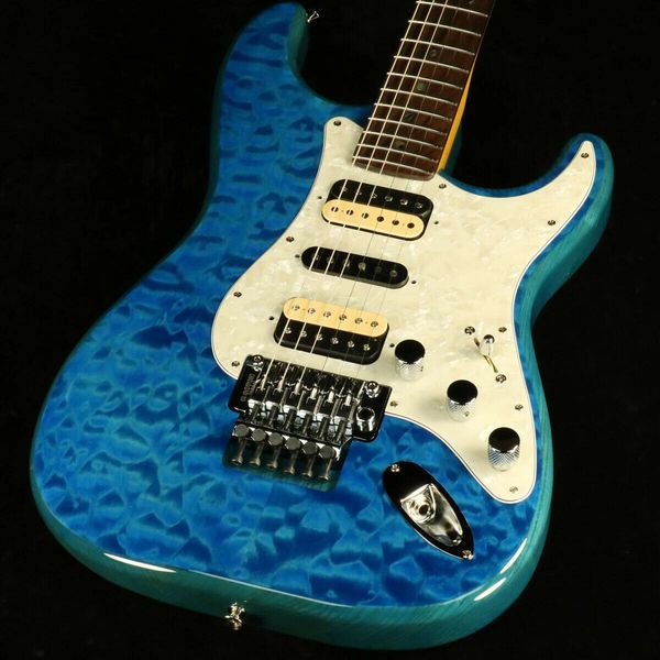 

michiya haruhata stratocaster caribbean blue trans electric guitar