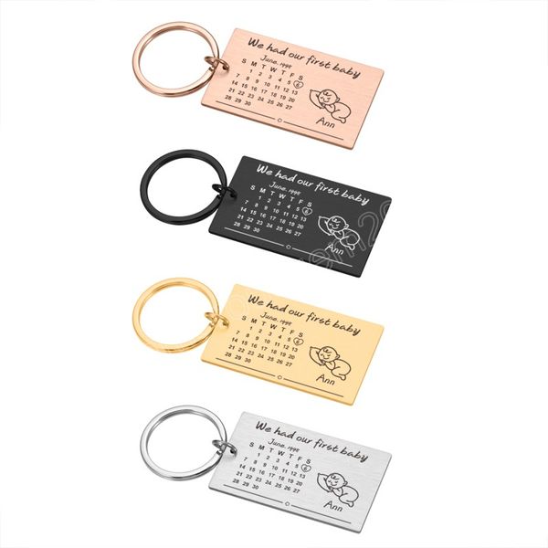 

key chain gift for baby birth anniversary custom name and date character image keyring personalized gifts engrave jewelry present, Slivery;golden