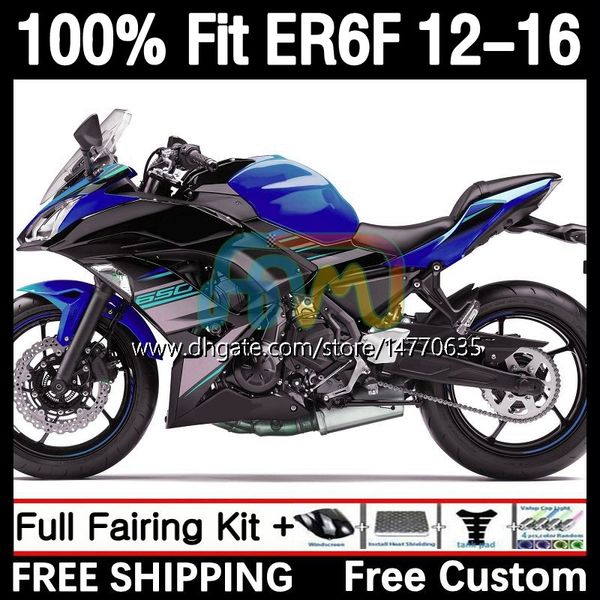 Injeção Mold Bodys para Kawasaki Ninja 650R ER 6F ER-6F ER6 F 2012 2013 2014 2015 2016 Bodywork 11dh.62 650-R 650 R 2012-2016 ER6F 12 13 14 15 16 OEM Fansing Black Blue preto azul