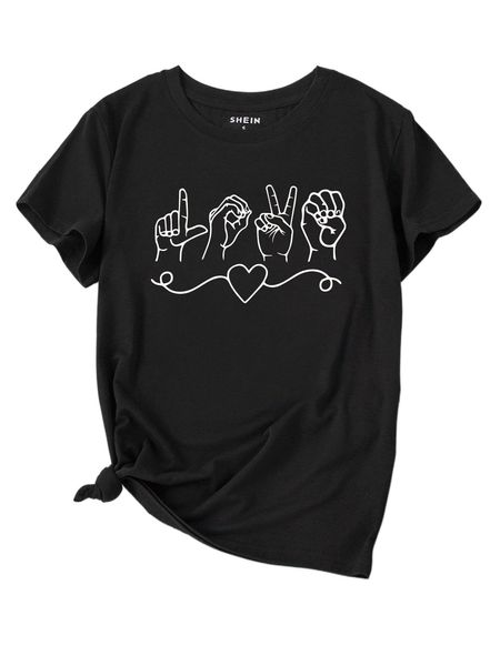 

heart & gesture print tee r7gi#, White