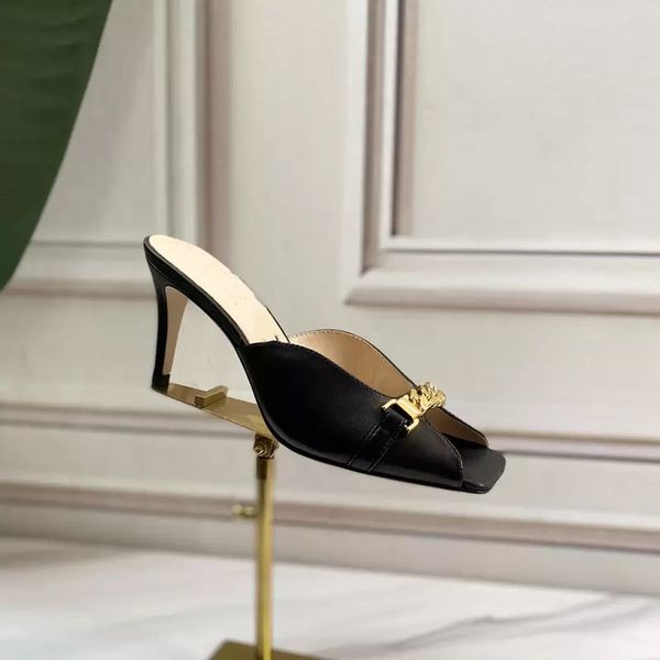 

woman shoes metal buckle for parties occupation sandals classic high heeled sandals coarse heel leather suede elegant size34-42, Black