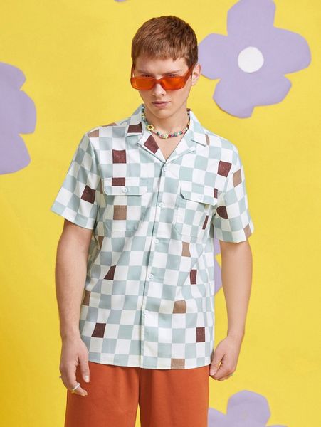 

men random checker print shirt without tee h5ew#, White;black