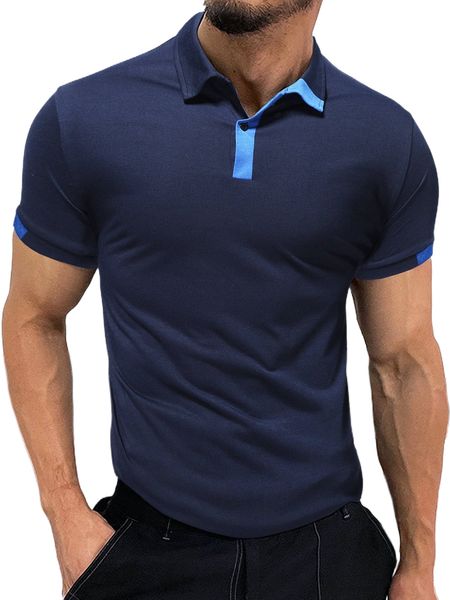 

men contrast trim polo shirt m3fp#, White;black
