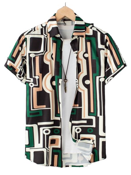 

men random geo print shirt without tee n2ct#, White;black