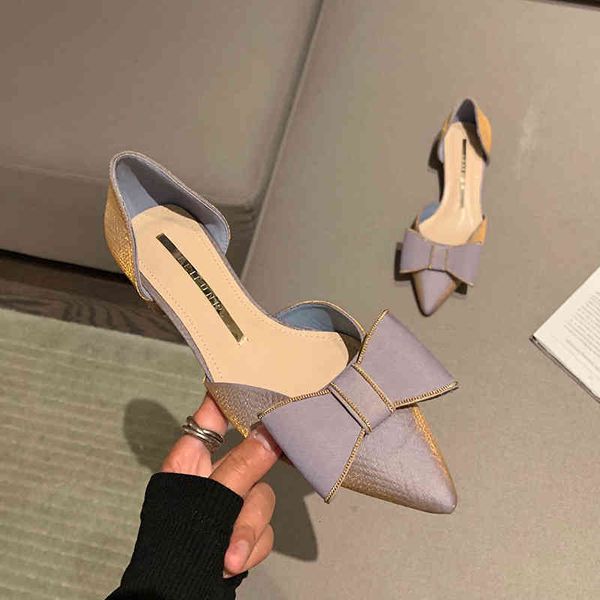 

sandals 1023-7 french pointed hollow single shoes women's bow shallow mouth thick heel low heels gentle in the evening nphb, Black