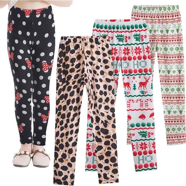 Pantaloni Leggings autunnali per bambini Kid Bow Dots Pantaloni stampati per 3 6 8 anni Ragazza Fondo invernale Neonate Collant elastico in vita