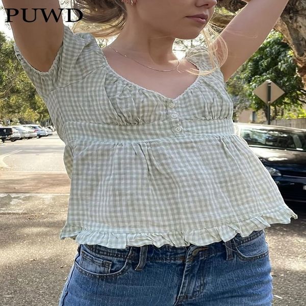 

puwd slim girls sweet tshirts summer fashion ladies stylish soft cotton short tees vintage women cute chic 220520, White