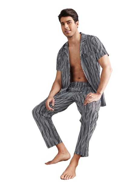 

men allover print pj set q4t0#, Black;brown