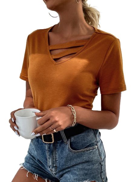 

solid v neck tee 46yl#, White