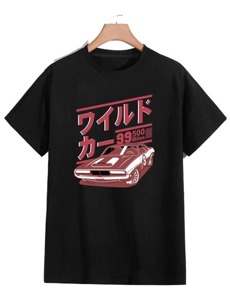 

romwe guys letter car graphic tee w9f0#, White;black