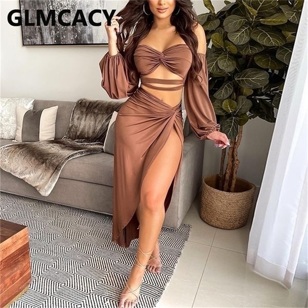

long sleeve off shoulder slit party club dress 220419, White
