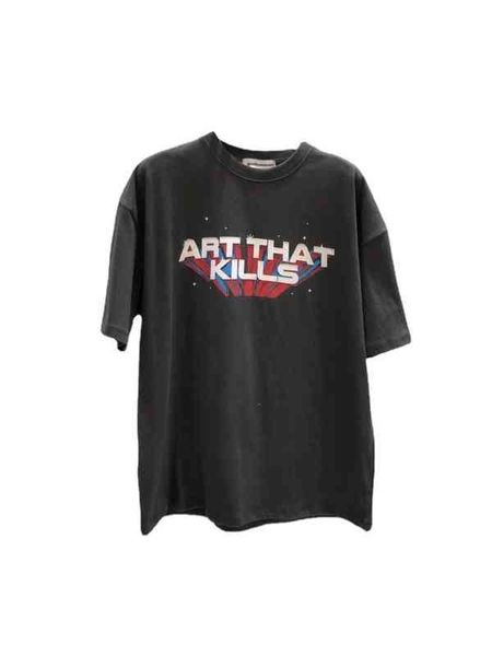 

version vintage designer atk gallerydepts shirt correct reverse design letter printed short sleeve t-shirt black brown fashion trend, White;black