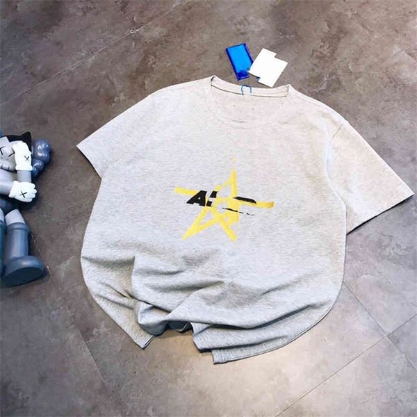 

2022 new special offer model summer star gold woven embroidery grey short sleeve casual t-shirt unisex, White;black