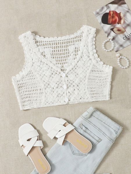 

solid button front crop cardigan h1le#, White;black