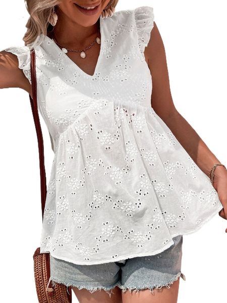 

ruffle sleeve peplum schiffy blouse t1pq#, White