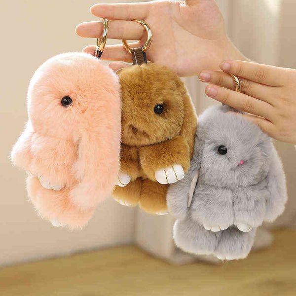 CM Furry Cartoon Rabbit Brinquedos de pelúcia Pingente de coelho recheado Kawaii Keychain Mulheres Bolsas de decoração Chaves de carro Acessórios para presentes fofos J220704