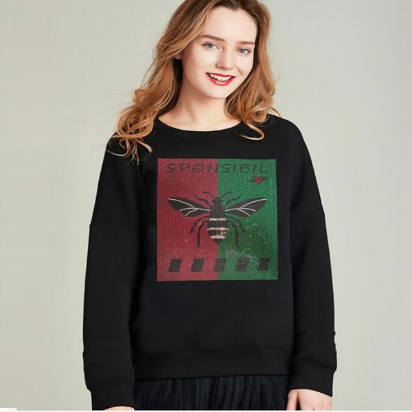 

sweatshirts women new girls' long sleeve rhinestone breathable women casual hoodies s-3xl, Black
