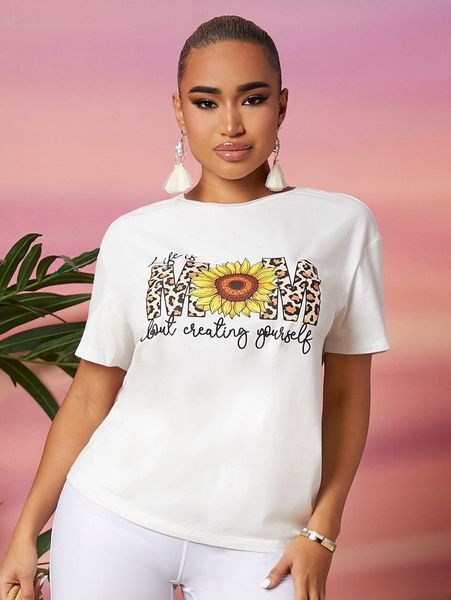 

sxy leopard & sunflower print tee f2ct#, White