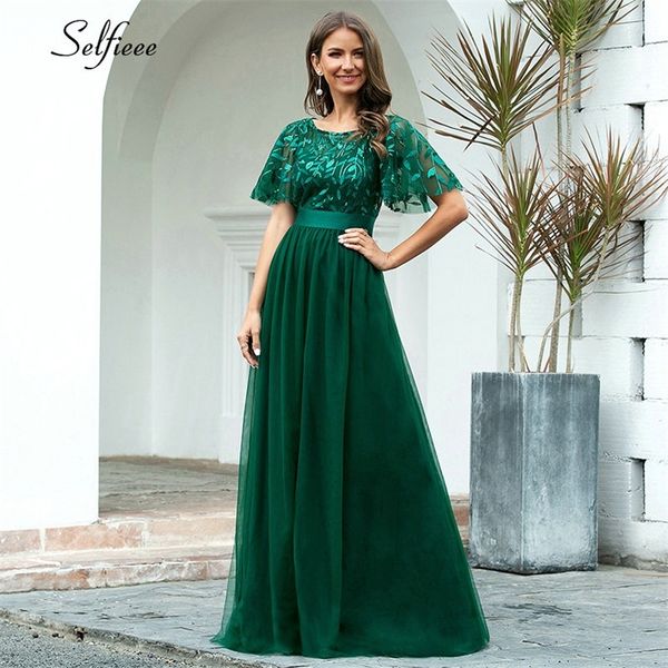 Novo vestido de decoração de outono elegante uma linha o pescoço de luva de flare vestidos de festa formal longos para mulheres ou outono 2020 T200627