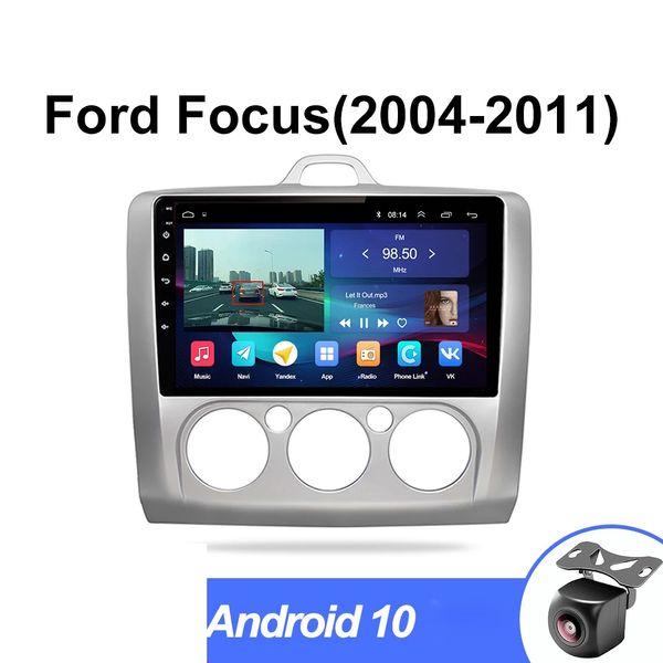 Araba Radyosu Multimedya Video Player Navigation GPS Android 10 Ford Focus 2006-2014