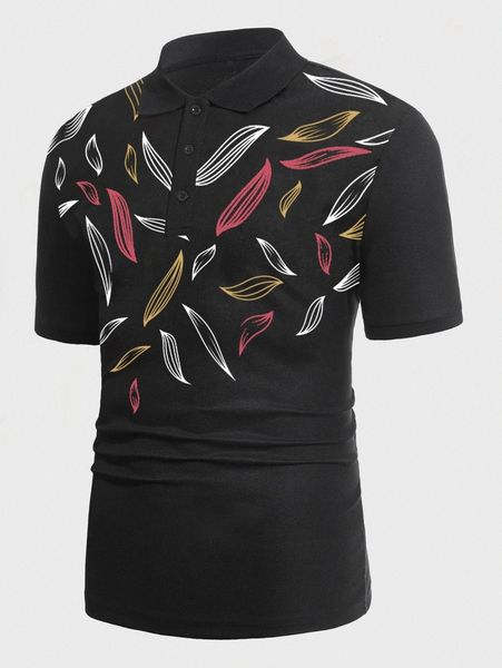 

men graphic print polo shirt v24c#, White;black