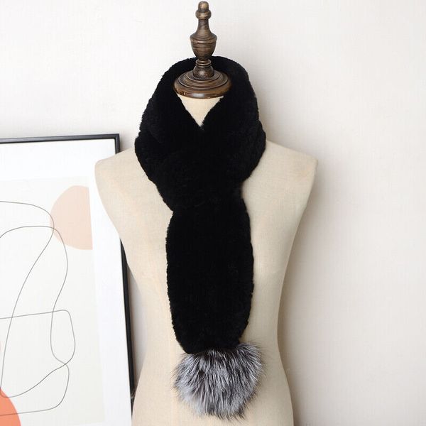 

winter fur scarf shawl real rex rabbit neckerchief fox pom pom warm ski travel, Blue;gray