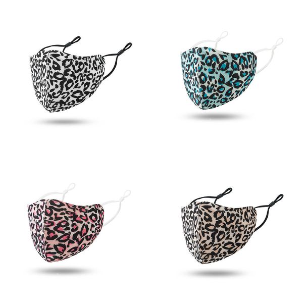 

adults reusable cloth face masks leopard dustproof masks with adjustable ear loops