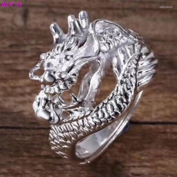 Ringos de cluster S990 Prata esterlina para homens 2022 Dragon Head Domineering Ornamentos da mão pura argentum jóias womenCluster edwi22