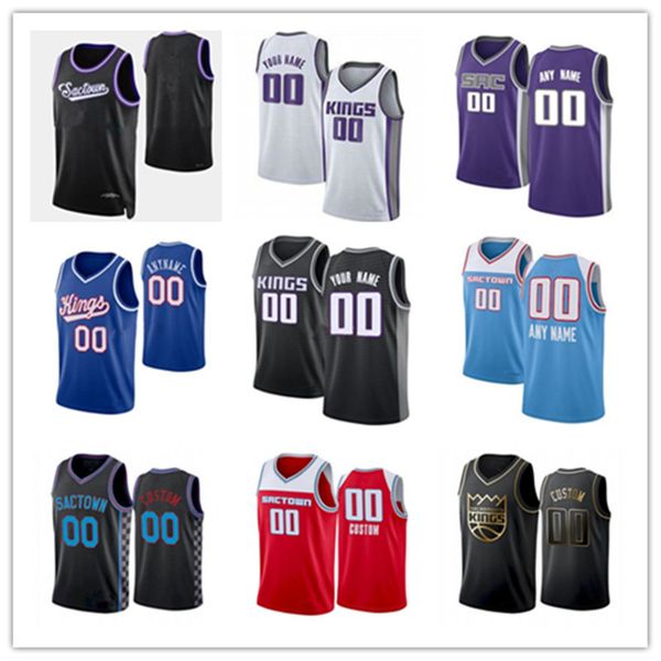 

75th custom jersey men womens youth 22 richaun holmes 3 terence davis ii 0 tyrese haliburton sacramento''kings''8 mauric, Black;red