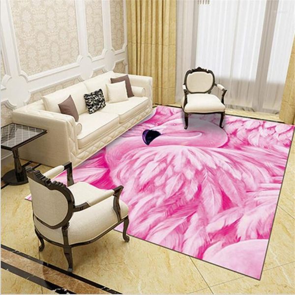 Tapetes de tapete flamingo quadrado anti-esquilie piso tapete 3d tapete não deslizamento sala de jantar vivendo quarto macio 01